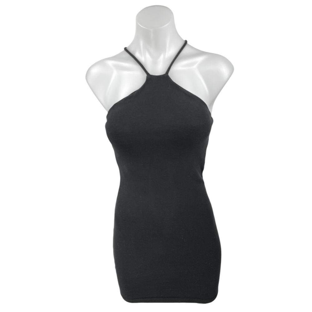 Zara Black Knit Sleeveless Racerback Cami Camisole Mini Bodycon Tank Dress Sz S